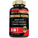6in1 Cayenne Pepper Extract Capsules dengan Organic Turmeric Curcumin Root, Black Pepper, dan More - Dukung Sistem Distribution System, Heart Health, Fungsi kekebalan - 210 Kapsul