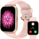 RUIMEN Smart Watches for Men Women (Jawaban / Membuat Calls, 2 Bands disertakan), 1.8 "Smartwatch for iOS / Android Phones, Fitness Tracker Heart Rate / Sleep Monitor Digital Watch Waterproof Pink