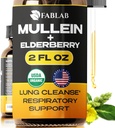 FabLab Mullein Leaf Extract dengan Elderberry 2 Fl Oz - Made in USA - Drops for Better Lung - Mullein Tincture for Lung Detox - Bronchial Cleanse for Smokers - Respiratory Herbal Suplemen