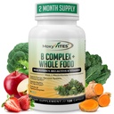 MoxyVites Vitamin B Kompleks - B Vitamin Whole Food Suplemen, B12 Methylcobalamin, B1, B2, B3, B5, B7, B9 - untuk Stress, Energi dan Imune Dukungan, Vegan, 120 Kapsul