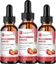(3 Kemas) Magnesium Glycinate Liquid Drops, Absorpsi Tinggi Magnesium Liquid dengan Bromelain, Vitamin B6 C D, Magnesium Tambahan Anak-anak dan Dewasa, Malam & Otot Dukungan, Strawberry Flavor