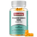 Potassium Gummies, Potasium Chloride untuk Orang Dewasa, 60 Pelayan, Sugar- Free Potasium Sugarity Suffic Suplemen, Muscle Relief & Heart Health for Women, Electrolite Saldo, Efisien Potnales Supply