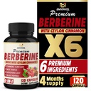 BMVINVOL 6in1 Berberine Suplemen dengan Cinnamon Ceylon, Tumeric Root, Milk Thistle, Artichoke, Black Pepper -120 Capsules untuk 4 Pasokan Bulan