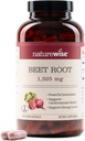 NaturreWise Beet Root Capsules 1325mg with Organic Beetroot - Nitric Oxide Booster for Circulation and Heart Health Support - Vegan, Gluten- Free, Non-GMO - 240 Capsules [120 Day Supply]