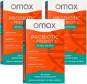 Omax3 Prebiotic & Probiotic 50 Miliar CFU + Chicory Inulin, 10 Strain, Reduce Bloating, Dibuble, SIBO, Leaky Gut, Vaginal pH, Acighoilius, Vegan, Dairy Free, Glurten Free, Blister Packing (2 Pack)