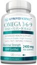 Approved Science Omega 3-6-2200mg Daily Blend of Fish, Flaxseed, and Borage Oils with Vitamin E - Wellness Dukungan - Non-GMO, Mercury- Free - 120 Softgels - 2 Bulan Supply