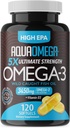 Suplemen Minyak Ikan Omega 3 Ultimate, Suplemen Wild Caught Fish Oil Omega 3 dengan EPA, DHA dan Vitamin D, Suplemen Omega3 Fishoil untuk Perempuan & Men, 120 Softgels, Unflamited