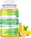 Vitamin B2 Gummies for Dewata & Kids - Riboflavin 400mg Suplemen dengan Magnesium Glycinate & CoQ10, Dukung Migraine Relief & Nervous System, Boost Energy, Sugar Vegan B2 Gummies Flavor