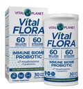 Planet Vital - Vital Flora Immune Dukung Probiotik, 60 Billion CFU Strains, 7 Organic Mushroom Blend with Pregren, Shelf Stable Digetical Health Profestion 30 Kapsul