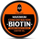 Beard Balm, 2X concentration Biotin, dengan Castor Oil dan Argan & Jojoba Oils, Promotes Beard Growth, Styles, Strengthens & Softens Beards & Coustaches, 2 Ounce