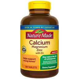 Alam Dibuat Kalsium Magnesium Zinc dengan Vitamin D3, Dietary Suplemen untuk Dukungan Tulang, 300 Tablet