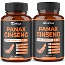 Zolotus Korean Red Panax Ginseng + Ginkgo Biloba, Ashwagandha, Beetroot, Green Tea - 120 Capsules (Paket 2)