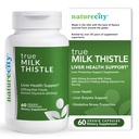 NaturreCity TrueMilkThistle 124; Milk Thistle Suplemen 525mg 124; Milk Thistle (80% silymarin) berisi 420 mg dari Silymarin 124; Antioxidant Dukungan: 124; Pendukung Keselamatan Hati: