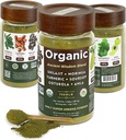 Organik None-GMO Moringa, Shilajit, Turmeric, Soursop, Gotukola, dan Amla Green Juice Black Powder, 3-Bulan Suppply