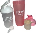 Shaker Bottle [2 pak] untuk Protein Shakes, sebelum-latihan, dan post- latihan. Satu 24- ons / satu 14- ons. Warna yang cocok. (Pink / Clear)