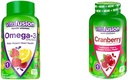 Vitation Omega-3 Heart Health Gummy Vitamin dengan Cranberry Gummies untuk Perempuan, 120 Count Omega 3 EPA / DHA Berry Lemonade dan 60 Count Cranberry Juice Contract per Serving