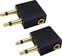 Dual 3.5mm (1 / 8) Male to 3.5mm Women AUX Audio Jack Adapter Converter untuk Menggunakan Headphone di Airplane Airline Flight (2 Pack)