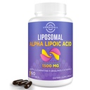 Lipomal Alpha Lipoic Acid 1500mg dengan Acetyl- L- Carnitine 900mg & Ubiquinol 100mg & Vitamin E 15mg Gibala Tambahan untuk Antioksidan Glukosa Metabolisme Nerve Energi Kardiovaskular, 60 Softgels