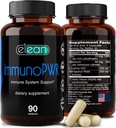 ELEAN Immuno PWRS diperkaya dengan Zinc, Selenium, Amino Acid Lysine dan Astragalus Root Extract for Collagen Synthesis, Thyroid Health, Mineral Dukung, Energy and Immune Health 90 Veg Capsules.