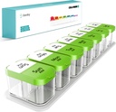 Daviky Large Weekly Pill Organizer 2 Times sehari, Extra Large Travel Pill Box 7 Day, Am Pm Dua kali Kasus Daily Pil, Pill Holder Kontainer untuk Vitamin, Medicine, Suplemen, Fish Oil, BPA Free, Green