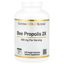 California Gold Nutrition Bee Propolis 2X Potency, Konsentrasi Ekstrak 500 mg, Sama dengan 1000 mg Propolis Alam, Dukung Kesehatan & Vitalitas *, 240 Veggie Capsules