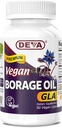 Deva Vegan Vitamin, Borage Oil 500mg, Sumber Kaya Omegaga- 6 Fatty Acid GLA (Acid linolenic Gamma), Cold- Menekan Unfure, 90 Tablet, 1-Pack