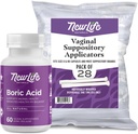 NewLife Betrals Bioric Acid Vaginal Suppotory 600mg (60 Pack) dengan 28 Applicator - untuk keseimbangan pH, Kesehatan Feminin dan Wellness Intimate - dibuat di USA