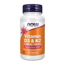 Suplemen NOW, Vitamin D-3 & K-2, 1.000 IU / 45 mcg, Plus Cardiovaskular Support Bone Health *, 120 veg Capsules