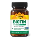 "Country Life Biotin 1mg Supports Healthy Hair", "Skin & Nails", 100 Tablet, "Disahkan Gluten Free", "Vegan Tersertifikasi",