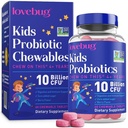 Produksi LOVEBUG untuk Anak-Anak - Probiotic Chewables dengan Prebiotic Fiber untuk Umur 4 +, Daily Children 's Gut Health & Digetical Sugar- Free Berry Flavor, 60 Count