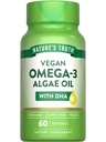 Nature 's Truth Vegan Omega 3 Softgeels 124; 60 Count 124; Algae Oil Formula dengan DHA 124; Non-GMO & Gluten Free Suplemen