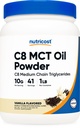 Nutricost C8 MCT Oil Powder 1LB (16oz) Vanilla Flavor - 95% C8 MCT Oil Pounder, Terbaik untuk Diet Keto, Non- GMO, Gluten Free