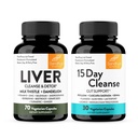 Sandhu 's Liver Renew Cleanse Detox Dupport & 15 Day Gut Cleanse Dupport Dietary Supplemen Perempuan & Men