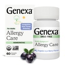 Genexa Allergy Care Allergy, Drug Free, Non-Drowsy Allergy & Decongestant Remdy for Adulants 126; Vegan & Non- GMO 124; Homepathic Allergy Relief Made Clean 124; Organic Acai Berry Flavor 124; 60 Chelable Tablets