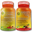 Quercetin dengan Bromelain, Vitamin C & Zinc + Lipomal Vitamin C 1500mg - Imune Dukung Bundle dengan Organik Acerola Cherry, Camu Camu & Citrus Bioflavanoid - Vegan, Non-GMO, Clean Wellness Support