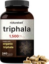 NatureBell Triphala Kapsules Suplemen, 1.500mg Per Serving 124; Dibuat dengan Organik Amla, Bibhitaki, Haritaki Fruit Powder - Support Kesehatan Digetical - Double Kekuatan, Non-GMO