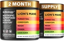 Kava Kava Root Cordyceps Lions Mane Rashroom Suplemen, Jamur Nootropic Capsules Kava Ektract, Mushroom Vitamin untuk Perempuan, Jamur Energi, Ashwagandha, Magnesium - 60 Caps (2 Pack)