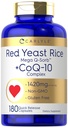 Carlyle Red Yeast Rice dengan Kompleks CoQ10 124; 1420 mg 124; 180 Capsules 14; Mega Q-Sorb 124; Non-GMO, Gluten Free Suplemen