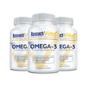 Riset Diverifikasi Omega 3 - 1800mg Omega 3 Fish Oil - Tinggi 900mg EPA + 600mg DHA - No Afterliste - 60 Softgel Capsules - 3 Botol
