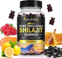 Shilajit Gummies, Murni Himalaya Shilajit Gummies dengan 100% Shilajit, Shilajit Amoranic Gummies Kaya di Fulvic Acid 85 + Trace Minecure Sutable for Men & Women, Non-GMO - 60 Gummy