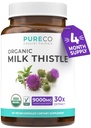 PURE CO USDA Organik Milk Thistle Kapsul - 80% Silymarin Suplemen untuk Liver Support - Super berkonsentrasi 300mg dari 30: 1 Milk Thistle Ekstrak Liver Detox 120 Day Suppply