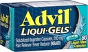 Advil Liqui- Gels Pain Reliever and Fever Reducer, Pain Medicine for Adults with Ibuprofen 200mg for Headache, Bacache, Menstrual Pain and Joint Pain Relief - 80 Liquid Filed Capsules