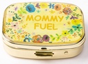 AmyZone Metal Pill Organizer Travel Friendable Portable Compact Pill Box Cute Cill Case to Hold Vitamin / Tylenol / Fish Oil / Suplemen / Meds / Tablet for Purse / Pocket (Mommy Fuel)