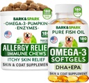 Relief Allergy + Omega 3 Bundle - Anti- Itch Skin & Coat Suplement + Skin Allergy - Omega 3 Fish Oil + EPA & DHA Fatty Acids - Itching & Paw Licking + Joint Health - 180 Chews + 180 Softgels - Dibuat di USA