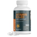 Bronson Vitamin K2 D3 (MK7) Tambahan Non-GMO Formula Vitamin D3 5000IU (125 mcg K2 MK-7, Easy to Swallow D & K Complex, 360 Tablet