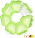 MOLN HAMY Kotak Pil Mingguan Besar 7 Hari, Penyelenggara Kasus Pil Cute 1 kali sehari, Kontainer Pil Floral Sekali Harian, Pembuangan Obat Cantik untuk Vitamin / Minyak Ikan / Obat-obatan (Hijau)
