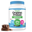 Orgain Powder Protein Organik + Hijau, Creamy Chocolate Fudge - Tanaman PT 21g berbasis Protein, Gluten Bebas, Dairno & Laktosa Bebas, Soy Bebas, Tanpa Gula Ditambahkan, Besi & Pregories untuk Kesehatan Gut - 1.94lb