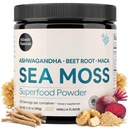 Atlantic Moss Superfood Powder with Ashwagandha, Beet Root, and Maca Root - Sea Moss Powder Suilely Skin, Atletic Performance, and Positive Mood - Vanilla Flavor (150g)