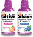 Bluebonnet Nutrition Liquid Calcium Citrate Magnesium Citrate, Vitamin D3- Bundle of Blueberry Flavor dan Strawberry Flavor, 2 Bottle of 16 Fl Oz Each (32 Fl Oz Total)