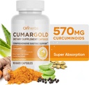 Cumargold 570mg Curcuminoid Turmeric Curcumin Suplement with Piperine, Licorice Root & Aloe Vera - Tinggi Potency Natural Wellness Capsules (90 Count)